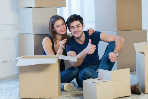 Prepared moving boxes and furniture for a local Bermondsey relocation