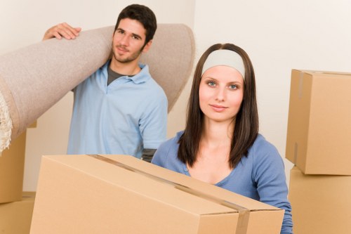 Packed boxes and furniture ready for a flat relocation in Bermondsey