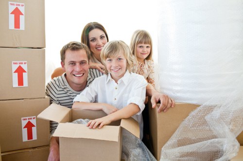 Packed boxes and furniture prepared for a home or office removal in Bermondsey