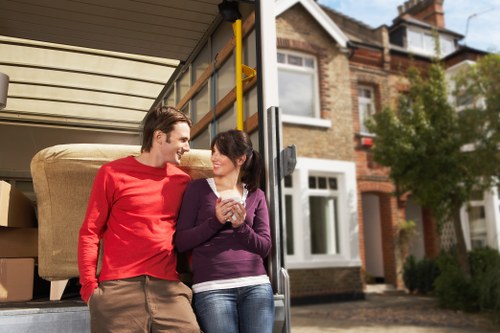 Packed household items ready for transport during a Bermondsey move